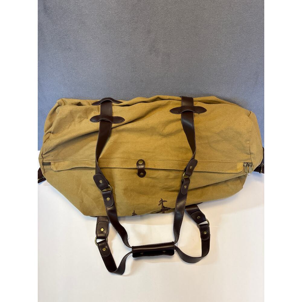Lakeside Collection Canvas Duffel With Bear Scene 22x10x10 - Picture 3 of 5